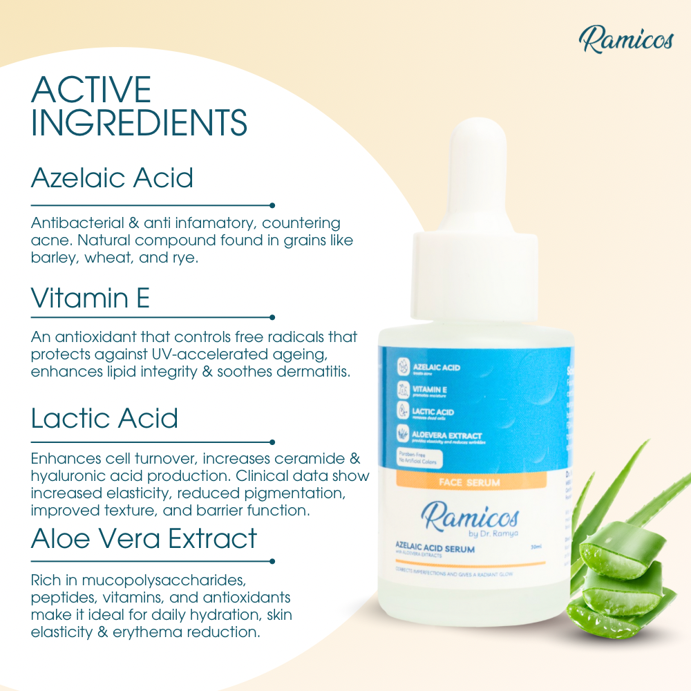 AZELAIC ACID FACE SERUM - from Ramicos by Dr. Ramya - 30 ml.
