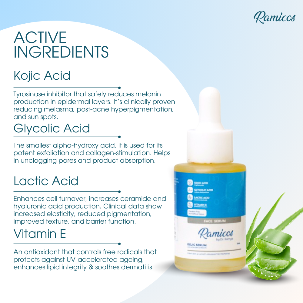 KOJIC ACID FACE SERUM - from Ramicos by Dr.Ramya - 30 ml.
