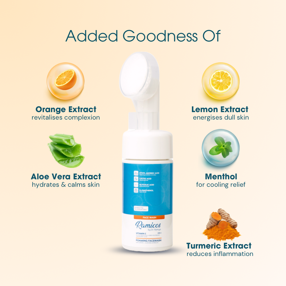 VITAMIN C BRIGHTENING FACE WASH - from Ramicos by Dr. Ramya - 100 ml.