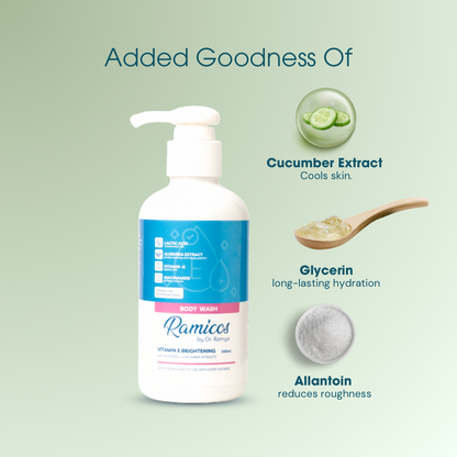 VITAMIN E BRIGHTENING BODY WASH - from Ramicos by Dr. Ramya - 200 ml.
